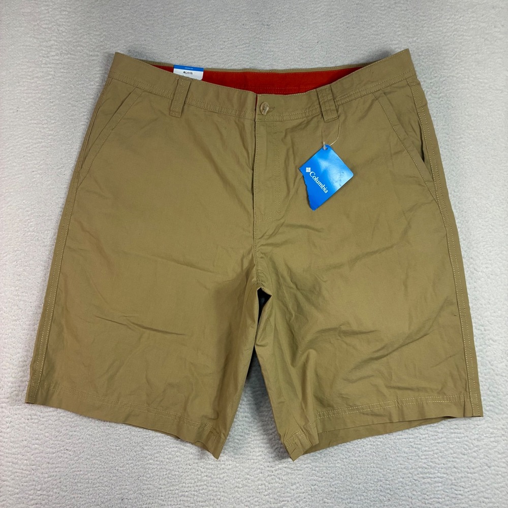 Columbia Washed Out Short Men 34x10 Tan Cotton Stretch Casual Outdoor NWT